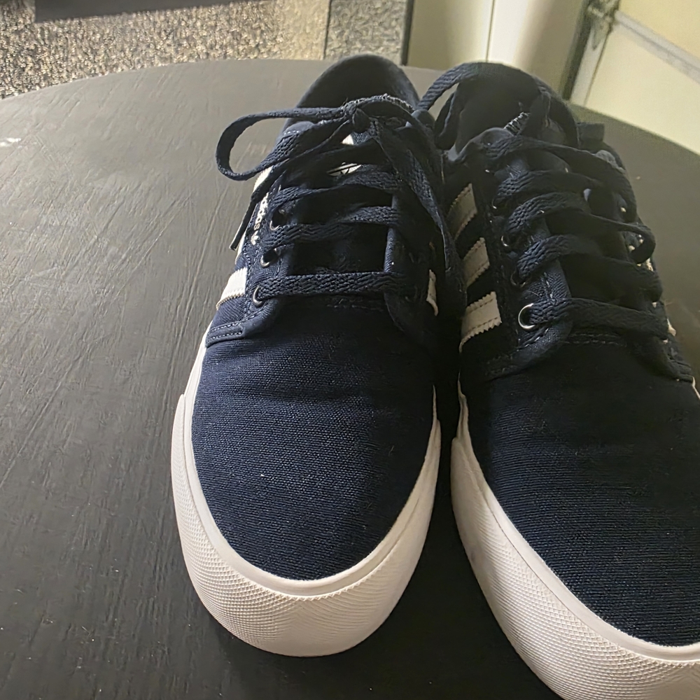 adidas Navy and White Low-Top Canvas Sneakers